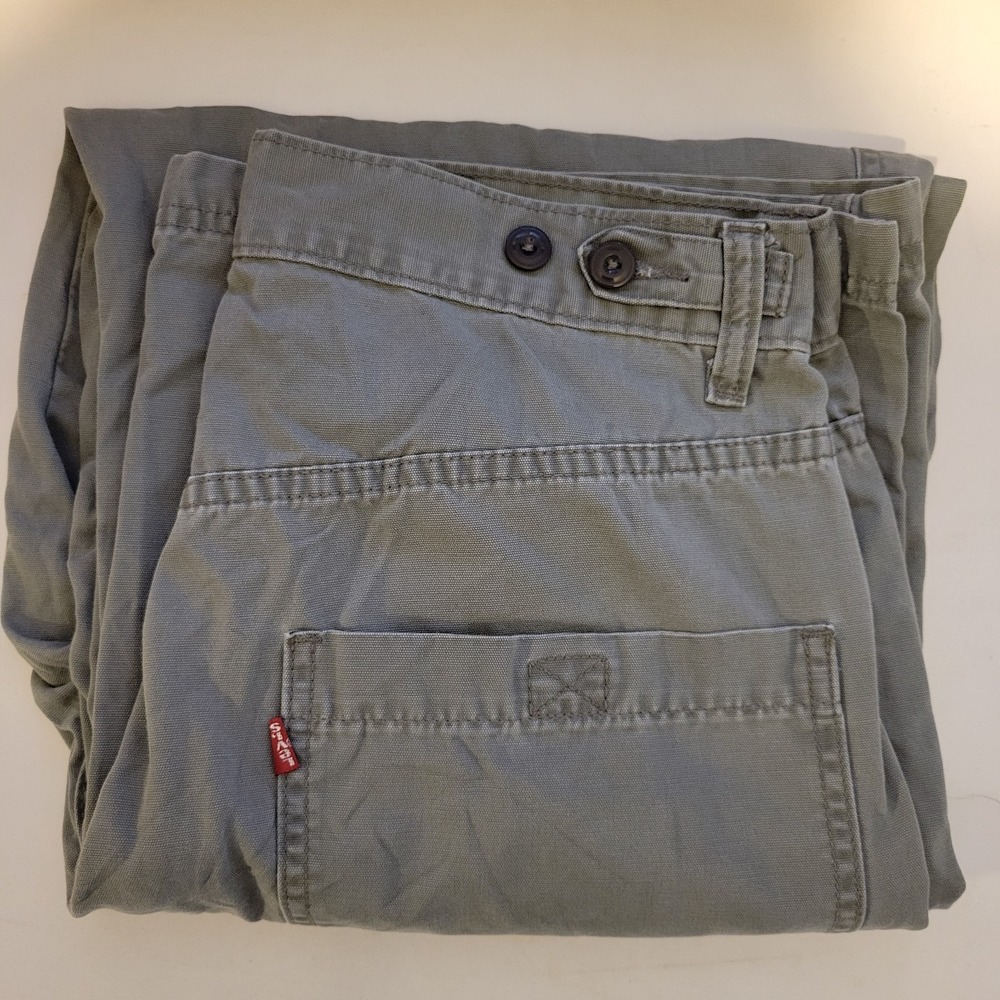 Vintage 90s Levi Dry Goods Pants Men's Size 31x29 Olive Green Baggy Wide Leg